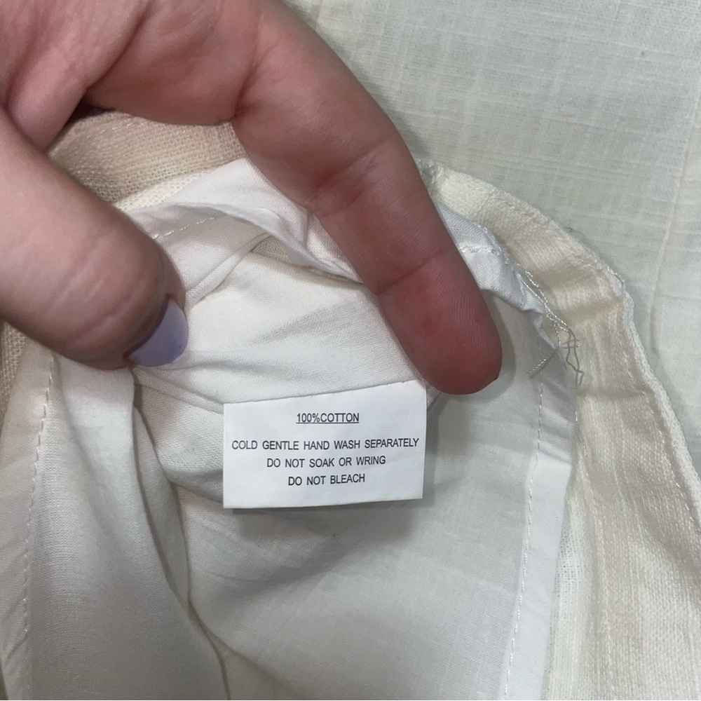 Selfie Leslie Linen Off White Ivory A-Line Skirt with Buttons Small - Picture 6 of 6